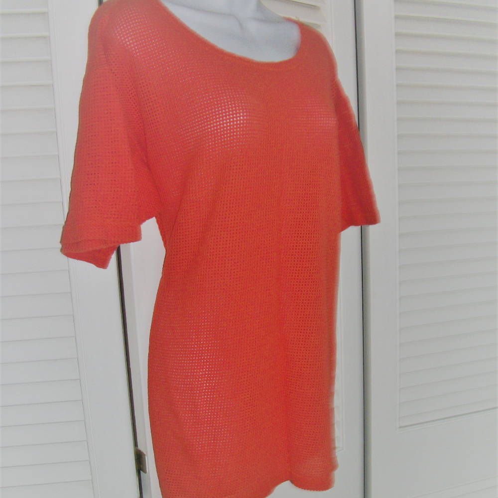 VINTAGE ORANGE MESH T-SHIRT  TUNIC TOP sz L/XL